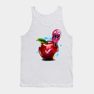 a Pink Worm in an Apple Tank Top